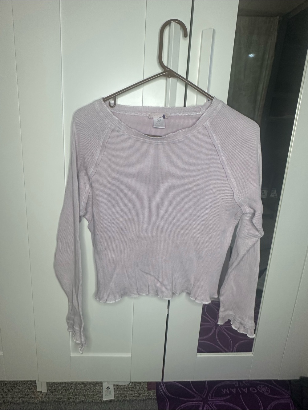Light Lavender Long-Sleeve Ribbed Top - Women's Casual Tee
